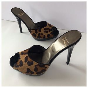 Stuart Weitzman pony leopard platform slides NWOB